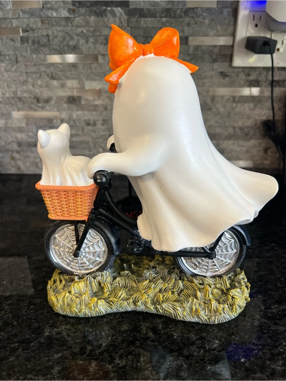 SUPER CUTE!!! Girl GHOST on Bicycle With Pet CAT GHOST In Basket